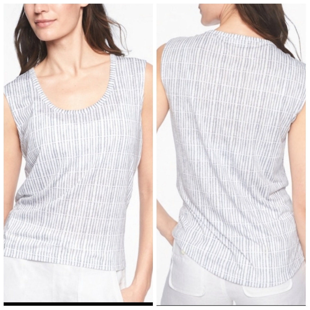 Athleta High Low Hem Striped Muscle Tank